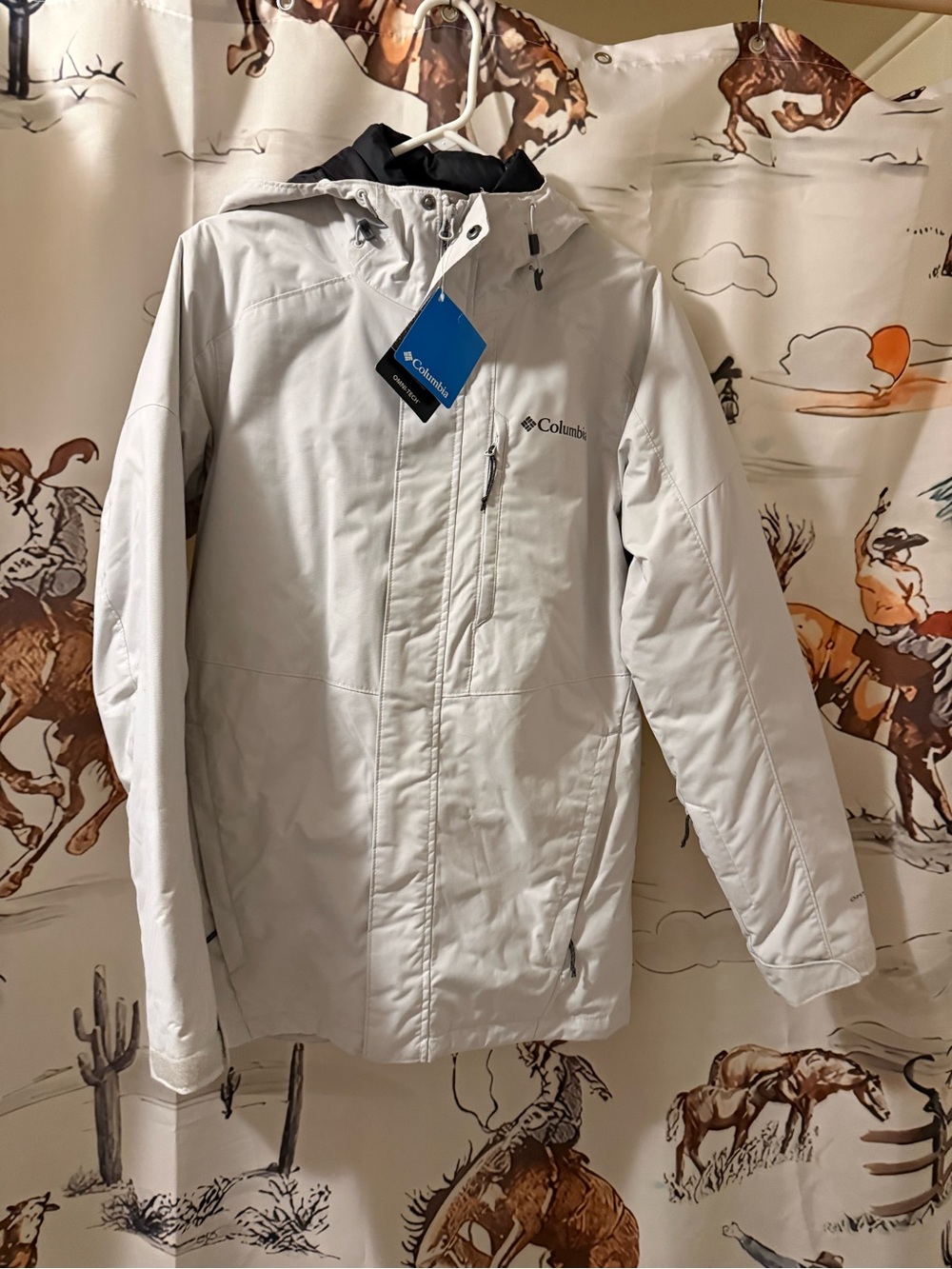 Columbia White Lightweight Waterproof Hooded Ski Jacket